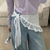 Double-use Lace Trim Hair Scarf Early Spring Butt Curtain Small Apron A-Line Half Skirt Fashion Ins Stacked Headscarf For Women