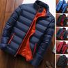 Men Baseball Jacket Stand Collar Long Sleeve Full Zipper Closure Solid Color Winter Jacket with Pockets Solid Color Outdoor Sports Coat