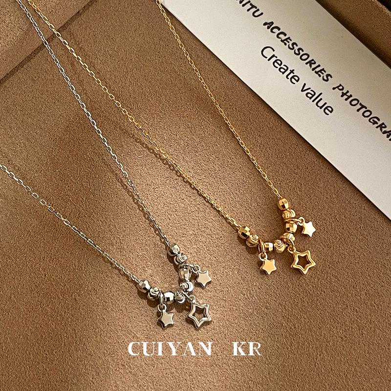 Cui Yan Серебряная цепочка на ключицу с корейской звездой S925 - Нишевая изысканная легкая роскошь для женщин.