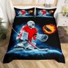 Ice Hockey Duvet Cover Twin Hockey Sports Player Bedding Set Winter Extreme Sports Game Comforter Cover Set Sports Arena Bedding