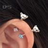 1 PC Stud Earrings Cartoon Bear And Heart Shape Shiny Cubic Zirconia Cartilage Earrings for Club Parties Theadless Nose Ring