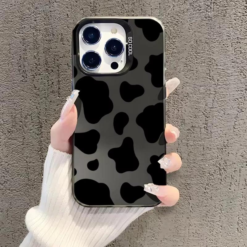 Black Leopard Print Electroplate Phone Case For Samsung Galaxy S25 Ultra S24 S23 S22 S21 S20 Plus FE A15 A35 A54 A55 Hard Cove