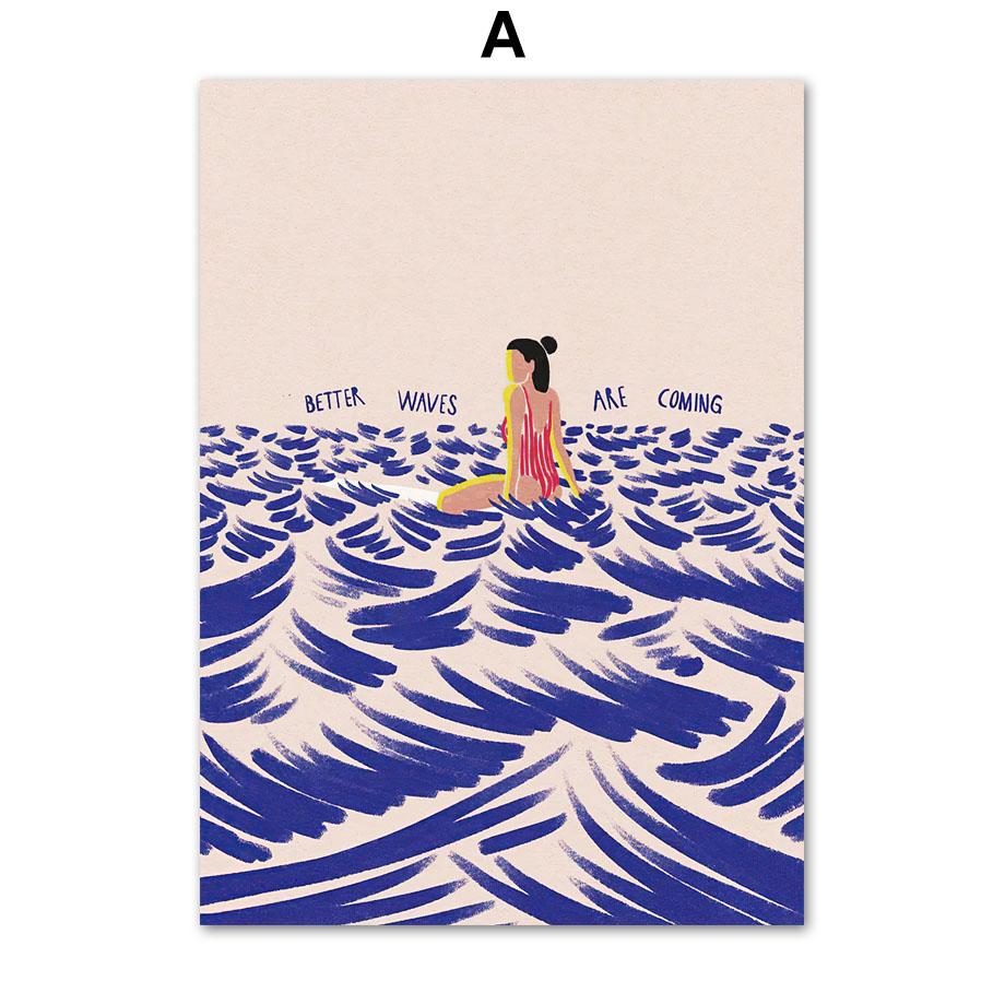 Винтажные постеры для серфинга, пляжа, океана, печать на холсте, настенная картина, искусство, современная мода, ретро, ​​абстрактный декор интерьера гостиной