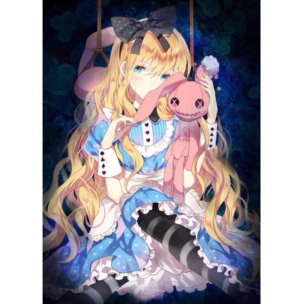 Полный круглый 5D DIY алмазная живопись аниме кошка девушка 3d узор для вышивки Фэнтези эльф принцесса вышивка крестиком мозаичная наклейка