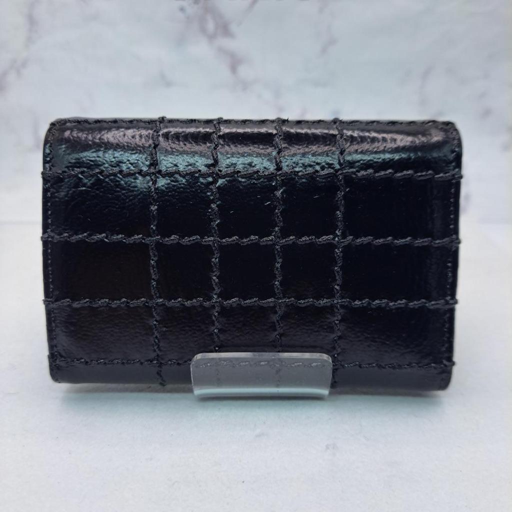 Used CHANEL Chocolate Bar Key Case Black Gold Hardware