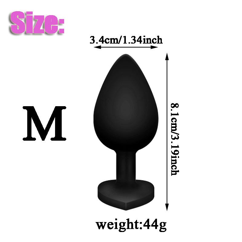 Silicone Anal Plug Set 3 Sizes Heart Jewel Base Soft Butt Plug Trainer Prostate Massager Sex Toy for Women Men Couples
