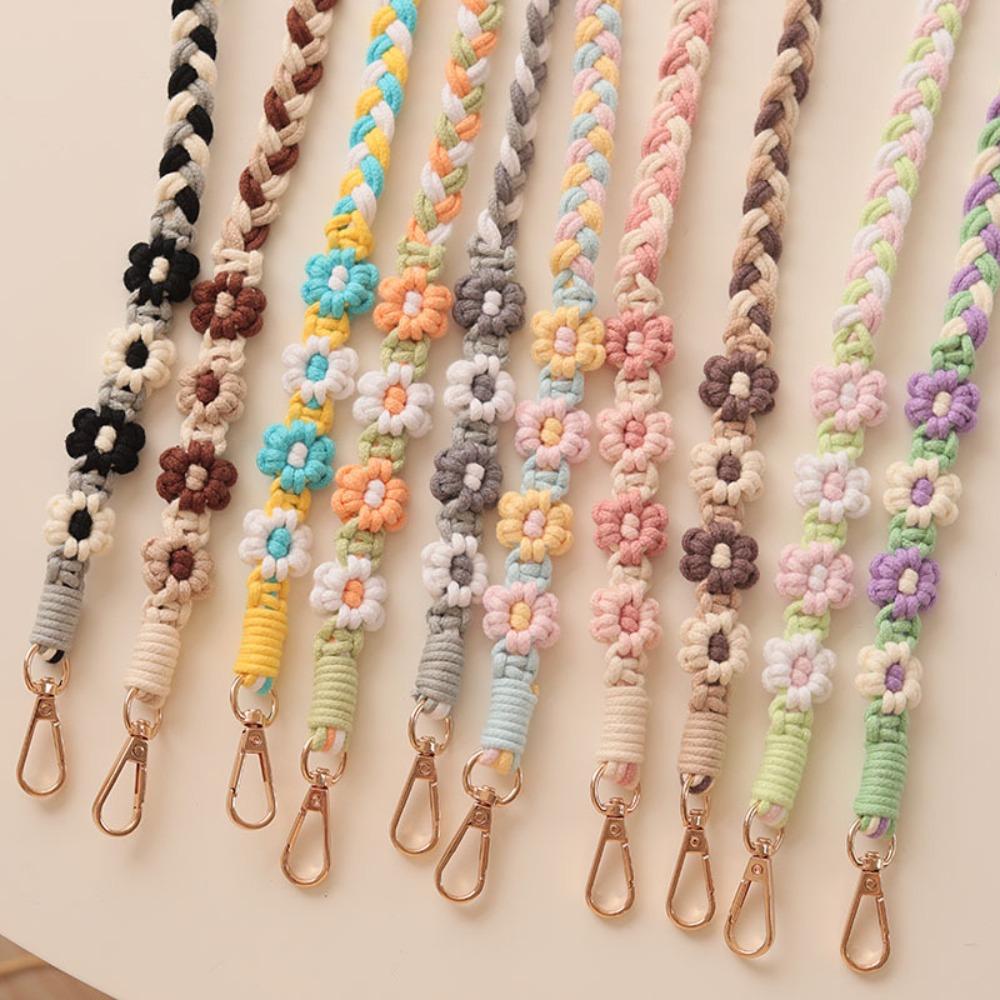 Ручная работа Цветочная плетеная цепочка Сумка против потери Плетеная веревка Плетеная ромашка Подвесная цепочка Шоппинг