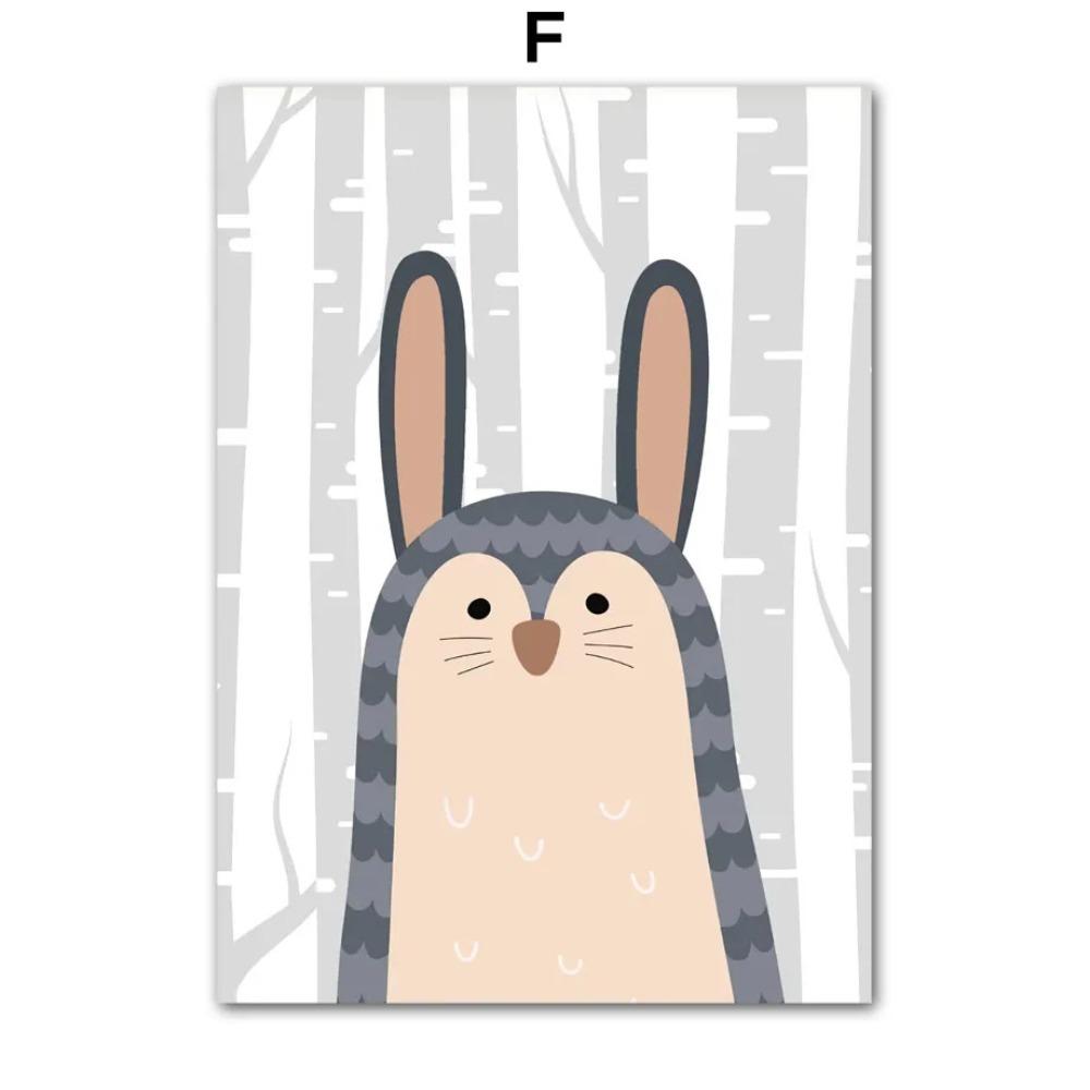 Животные джунглей Медведь Белка Енот Лиса Кролик Настенное искусство Холст Живопись Скандинавские Постеры и Принты Настенные картины Декор детской комнаты