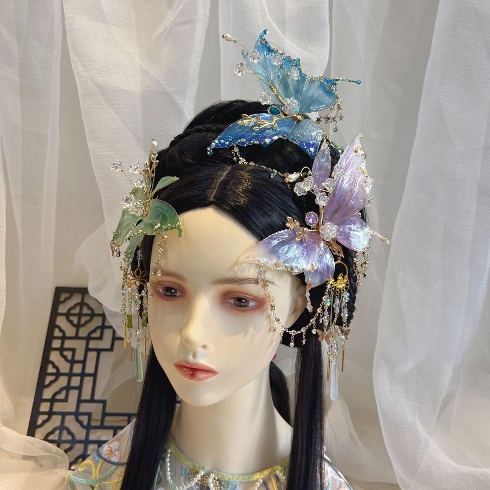 Colorful Butterfly Tassel Hair Clip Sweet Mermaid Hair Accessories Butterfly Hair Claw Retro Style