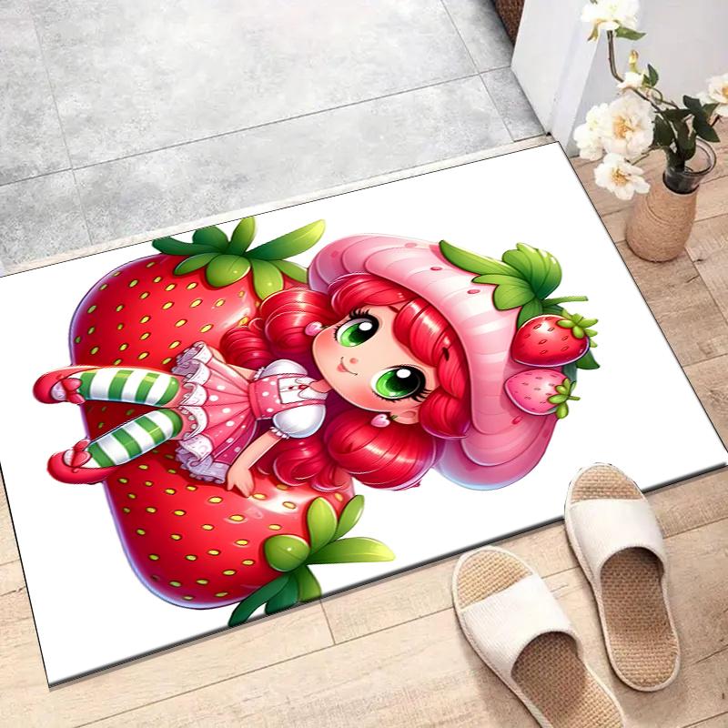 Strawberry Polyester Carpet, Soft Indoor Mat for Office Chair, Living Room, Computer Desk - Decorative Home Office Rug Design