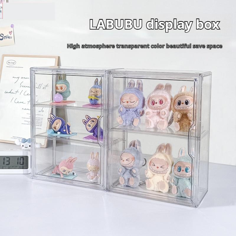 1/2/3 Layers Labubu Storage Box Transparent Acrylic Display Boxes Doll Organizer Desktop Dustproof Cabinet Home Storage