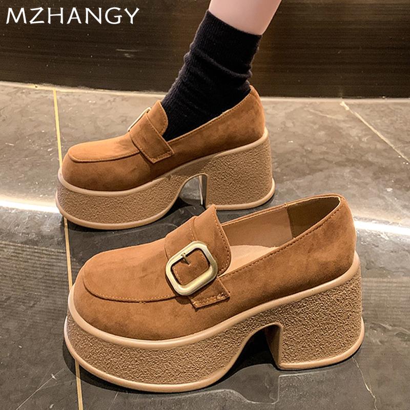 Women Platform Loafers Shoes High Heels Fashion Pumps Suefe Chunky Winter Shoes 2024 Trend Designer Dress New Zapatillas Ladies