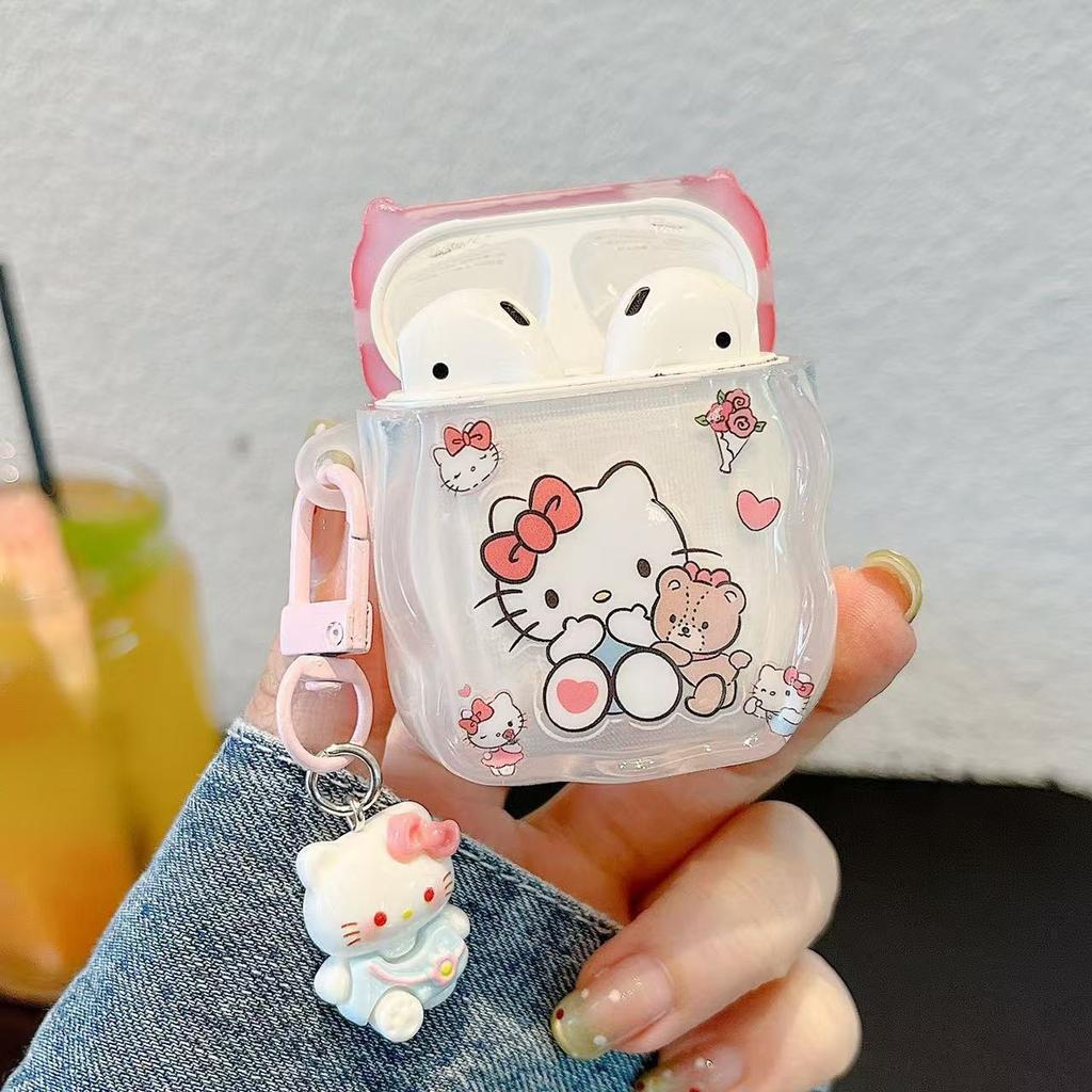 Cute Hello Kitty KT earphone case for Apple AirPods 1 /1 generation cartoon KT bear pro1 earphone case