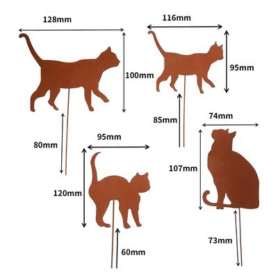 4/3 шт. Ржавый Кот Садовый Декор Силуэт Кошки Двор Газон Уличные Украшения Устойчивость К Погоде Стальной Кот Декор Для Уличного Двора