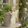 Flower Pot Hanging Decor Vintage Angel Girl Statue, Planter Climber Cute Unique Holiday Gift Ideas Resin Figurine for Edge Decorative Figures