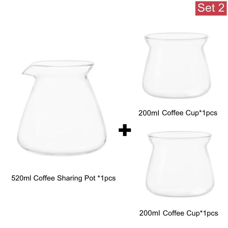 New 520ml 200ml 275ml Heat-resistant Glass Coffee Sharing Pot Coffee Server Hand Made Coffee Maker Teapot Coffee Utensils