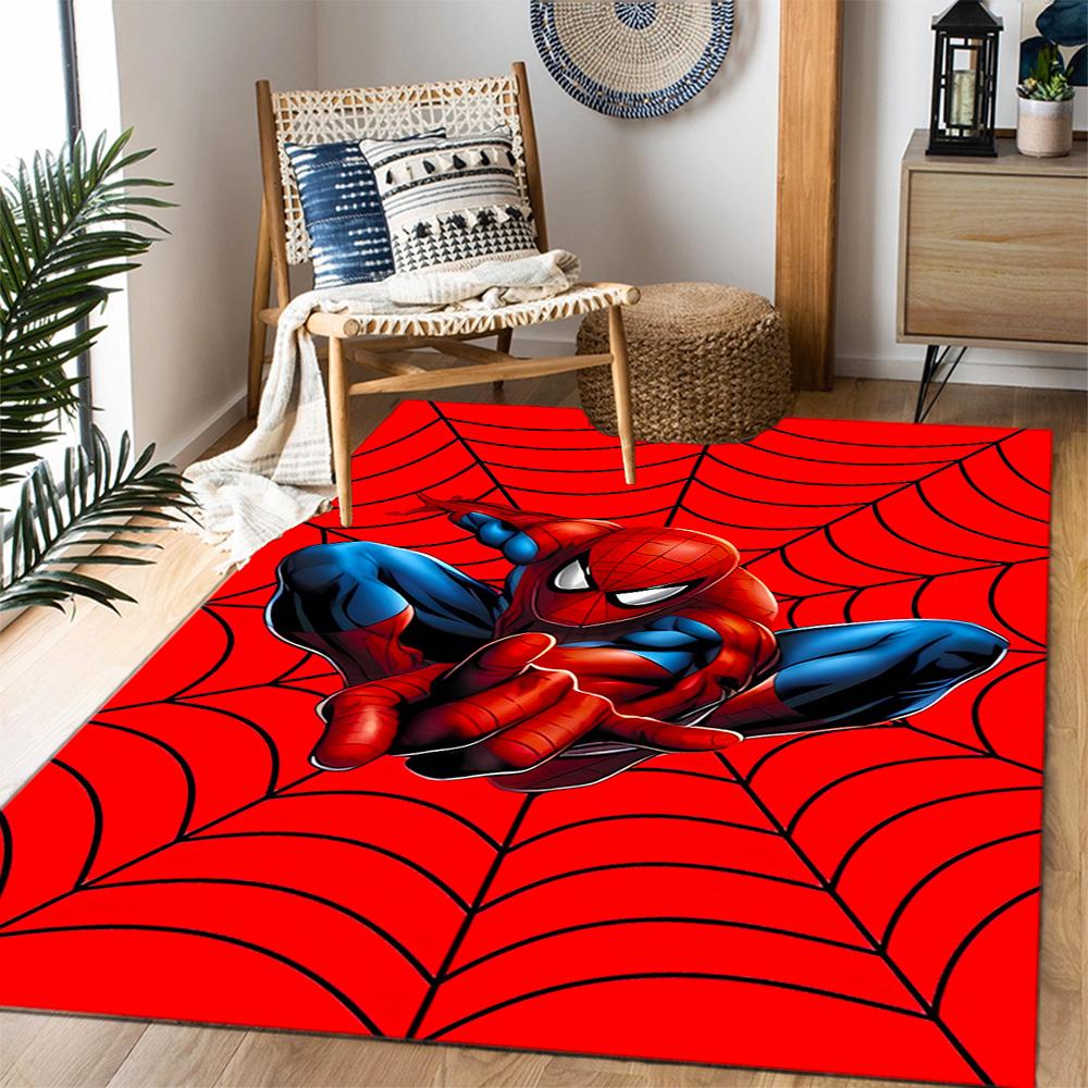 Spider-Man Red Background Non-Slip Rug - Polyester, Home Decor, Suitable for Bedrooms, Living Rooms, Entryways, and Studios