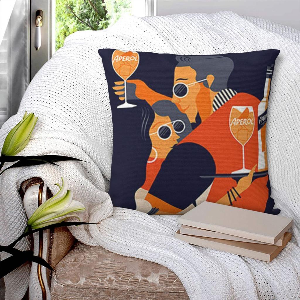 Aperol Spritz Poster Square Pillowcase Pillow Cover Polyester Cushion Decor Comfort Throw Pillow for Home Car