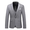2024 Men's Plus Size Single-Breasted Solid Color Casual Business Suit Jacket