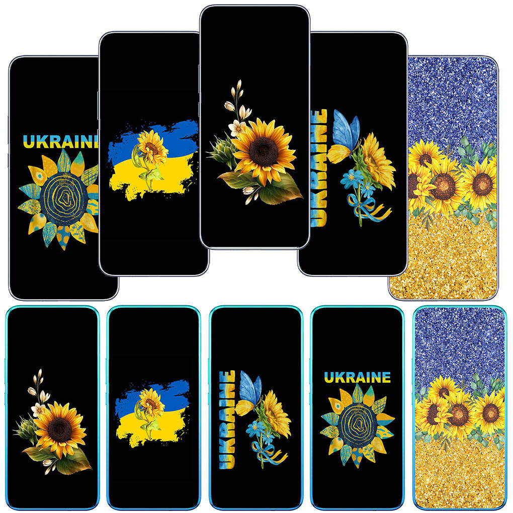 Чехол для Motorola Moto Edge 40 30 neo G54 G24 G84 iPhone 15 14 Xiaomi Redmi Note 13 12 11 Pro Samsung Galaxy A54 с изображением подсолнуха и карты Украины с украинским флагом
