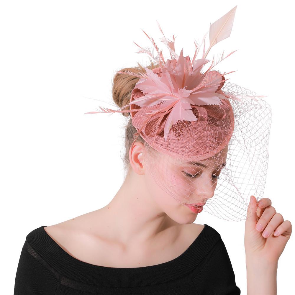 Deep Leather Powder Boutique Banquet Mesh Top Hat Hemp Headgear Bridal Wedding Dress Mesh Feather
