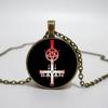 Satanic Goat Necklace Glass Dome Pendant Satanic Church Jewelry Inverted Pentagram Pendant Necklace