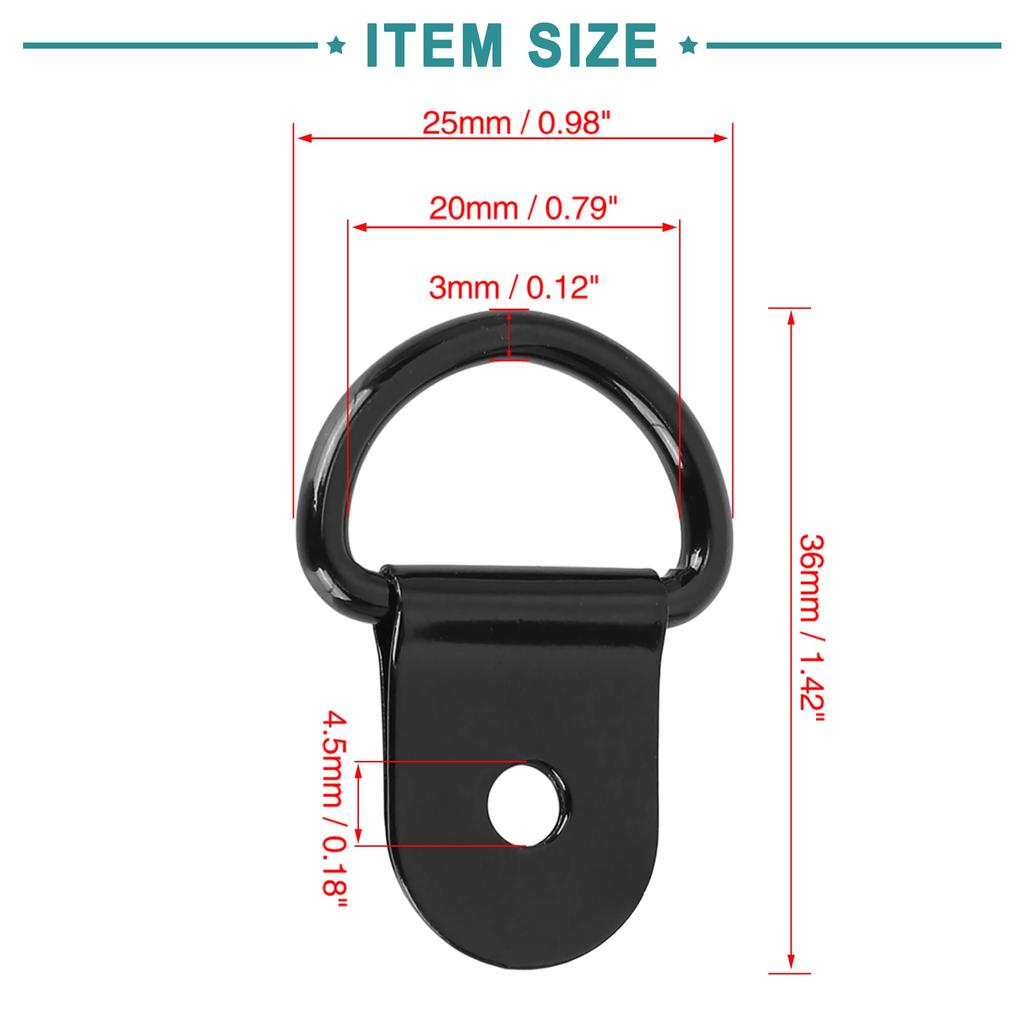 ACROPIX Автомобильное D-образное кольцо-якорь Автомобильный багажник Черный 20 шт.