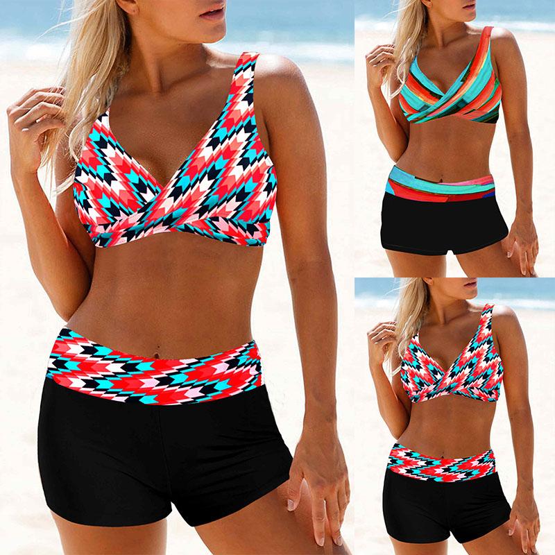 2024 Новый женский комплект из двух частей бикини, сексуальный пляжный купальник, модный комплект бикини с принтом, женский летний модный купальник-бикини для плавания