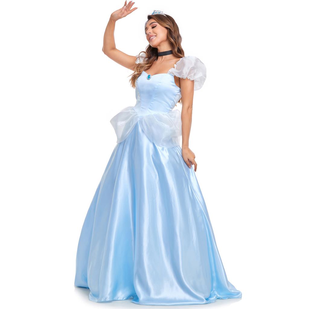 Women Cos Princess Cinderella Costume Fairy Tales Sexy Goddess Princess Cosplay Long Dress Hen Party Halloween Fancy Dress