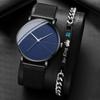 2 шт./набор, Модные мужские простые круглые кварцевые часы и браслет «Ее король», Мужской подарок
