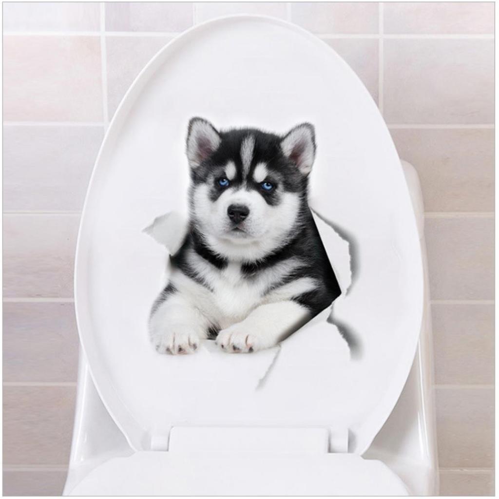 Наклейка на унитаз с изображением мультяшного кота, украшение для ванной комнаты и туалета, водонепроницаемая 3D-самоклеящаяся наклейка на крышку унитаза