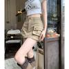 Khaki High-Waist A-Line Denim Skirt - Slim, Retro, Summer Style for Women
