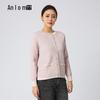 Anlom Women's Morganite Round Neck Long Sleeve Cardigan