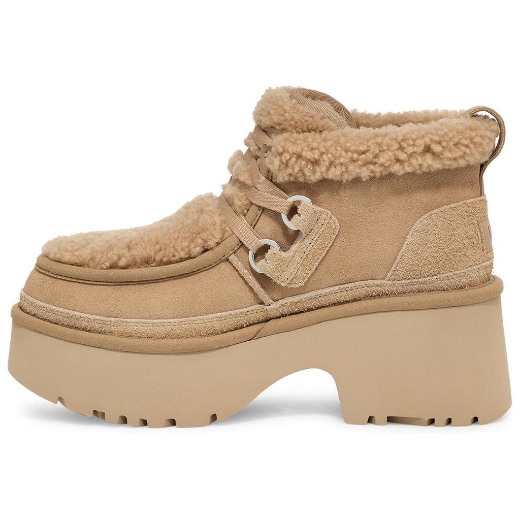 UGG Cow Split Leather Lace-Up Casual Thick Sole Short Boots Women Boots Sand 1167772-SAN