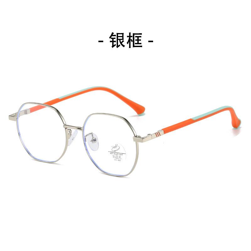 New children's anti-blue glasses unisex retro flat glasses silicone metal glasses frame