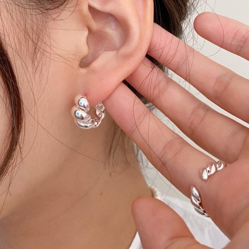 BF CLUB 925 Sterling Silver Earrings For Women Trendy Simple Twist Gold Earring Jewelry Prevent Allergy Party Accessories