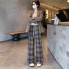 Coffee Plaid Woolen Wide-leg Pants Women's New Autumn Clothing Lazy and Relaxed High Waist Thin Straight-leg Pants