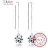 Lekani Crystal  Round Charm Tassels Long Drop Earring Fine Jewelry Vintage 925 Silver For Women Party Brinco
