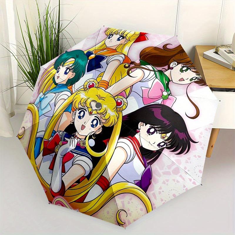 Sailor Moon Anime Umbrella with Iconic Characters - Open/Close, & Self-Opening Umbrella Suitable for All Seasons, Compact Umbr
