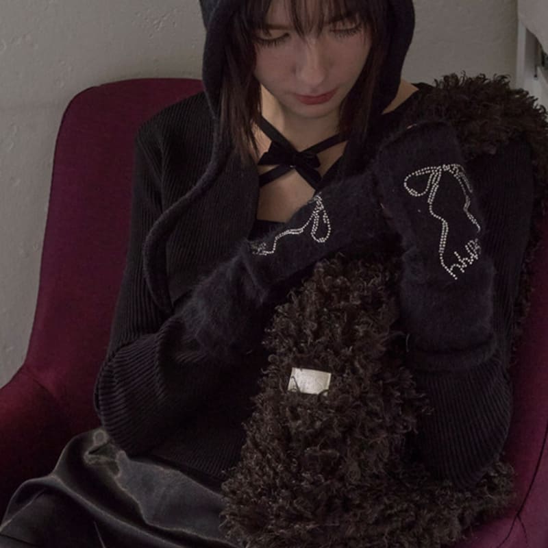 ПЕРЧАТКИ ИЗ АНГОРЫ С ЛЕНТОЙ HHIPS (3colors)