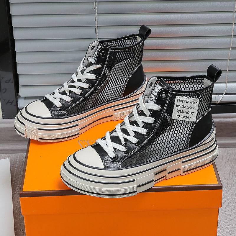 Короткие женские ботинки 2024 года, летние дышащие полые одинарные ботинки, сетчатые кроссовки, женская подошва, нескользящая платформа, обувь для женщин