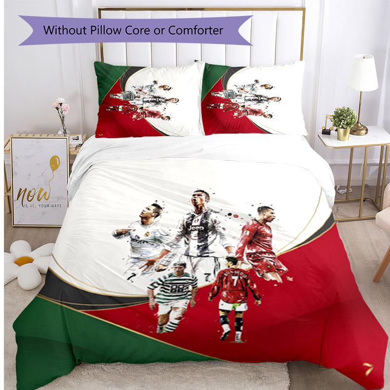 Cristiano Ronaldo Printed Bedding 3 Piece Set Cozy Breathable Bed Cover Set as Housewarming Holiday Gift