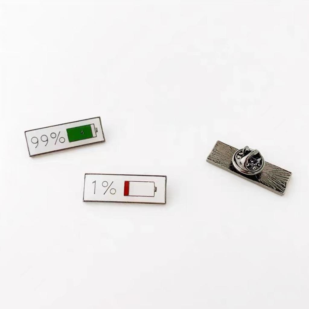 Enamel Pin 1% 99% Electricity Quantity Brooch Buckle Golden Metal Badge Bag Clothes Lapel Brooches For Women Men Kids Gifts