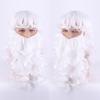 Men Christmas Role Play Facial Hair Wig Santa Claus Beard Wig White Curly Long Synthetic Hair Xmas Cosplay Costume Gift Hairpiece