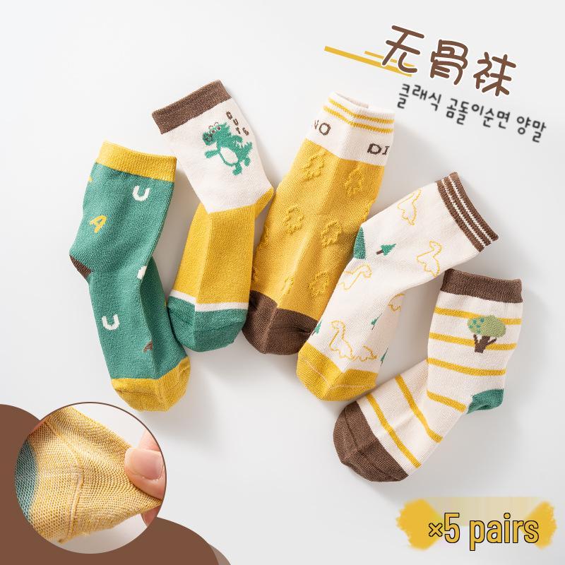 Осенние мультяшные носки до середины икры для детей, 1-3 года, для мальчиков и девочек