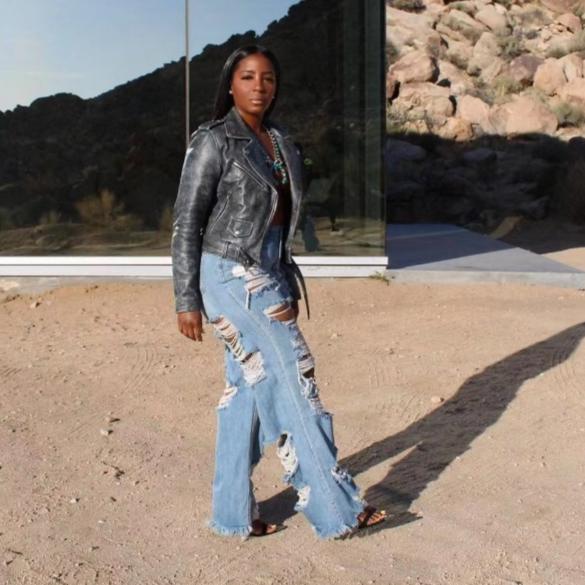 Broken Jeans женские уличные модные брюки с бахромой Micro-large