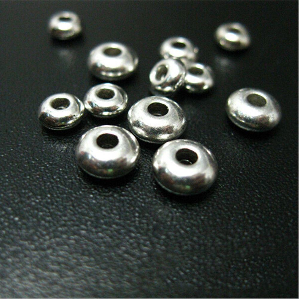 100pcs/set Round Silver Stainless Steel Bracelet Components Spacer Beads Jewelry Making DIY Tool