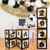 4 Pcs 2026 Grad Balloon Boxes Black Balloon Boxes with Letters So Pround of You Graduation Party Decoration