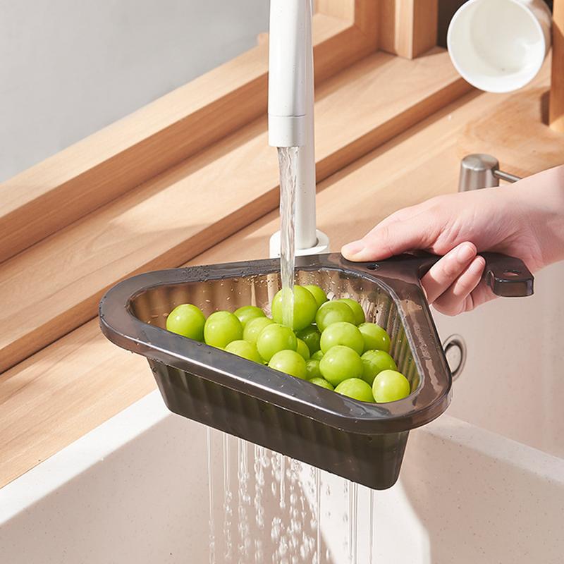 Basket Strainer Kitchen Triangular Sink Filter Kitchen Sink Drain Basket Free Punch Retractable Storage Basket Keep Kitchen Tidy