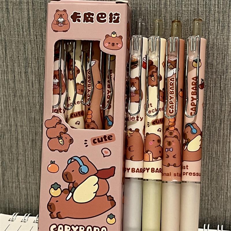 4Pcs Cartoon Lovely Capybara Gel Pen Stationery School Office Supplies Kids Gift